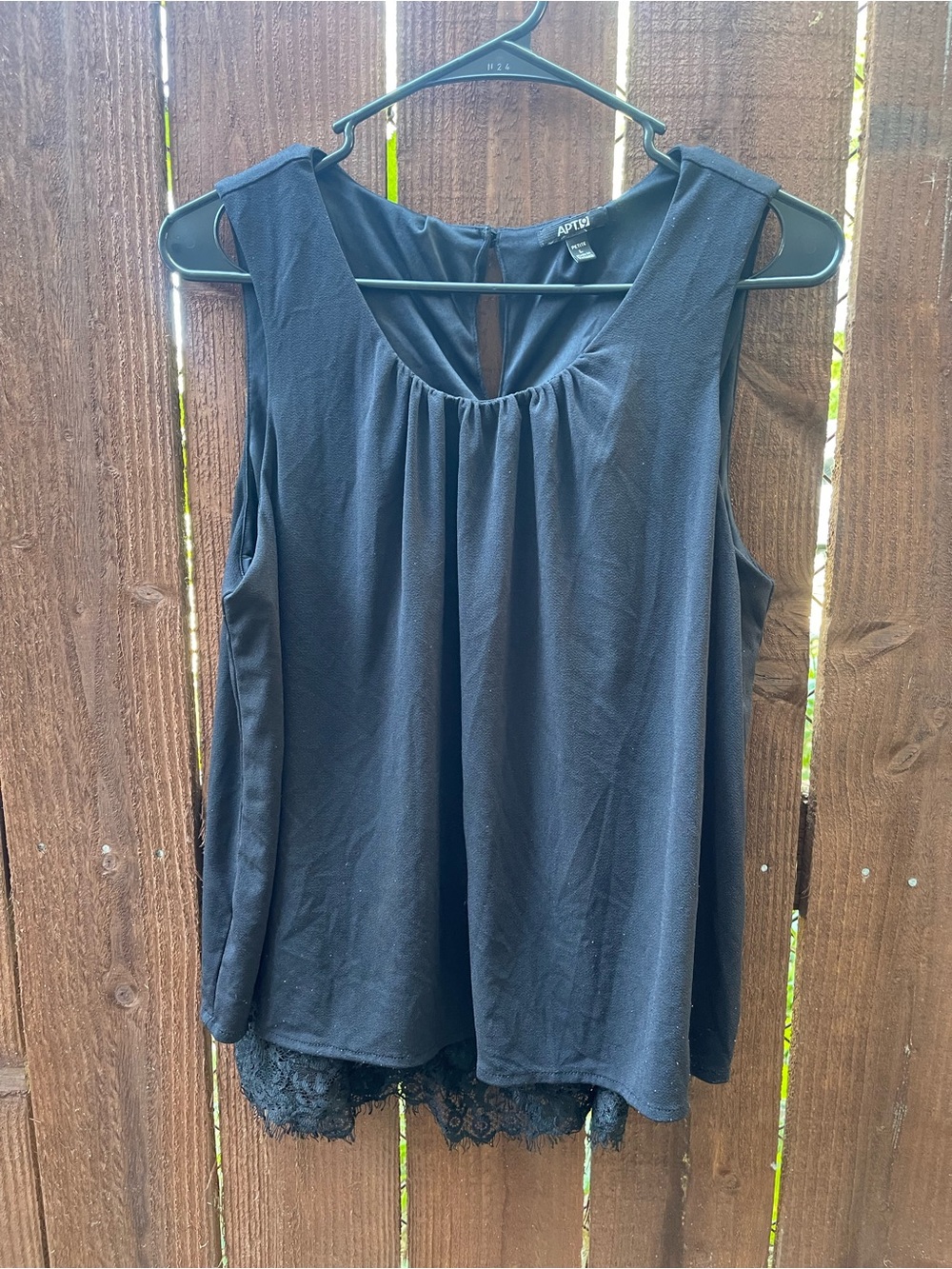 Whimsigoth Casual Apt. 9 Sleeveless Black Lace Trim Flowy Top Sz PL